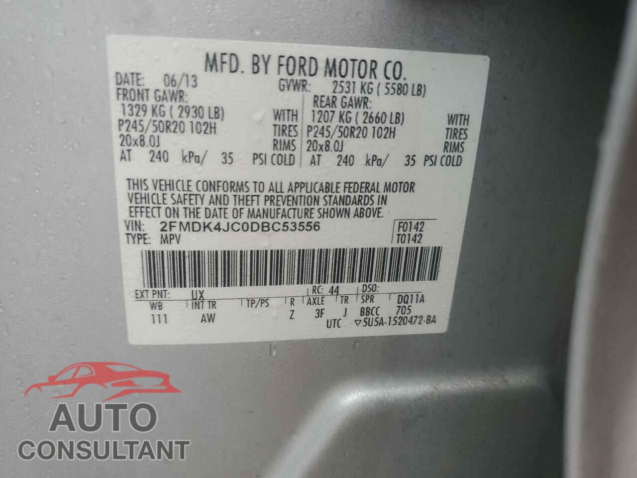 FORD EDGE 2013 - 2FMDK4JC0DBC53556