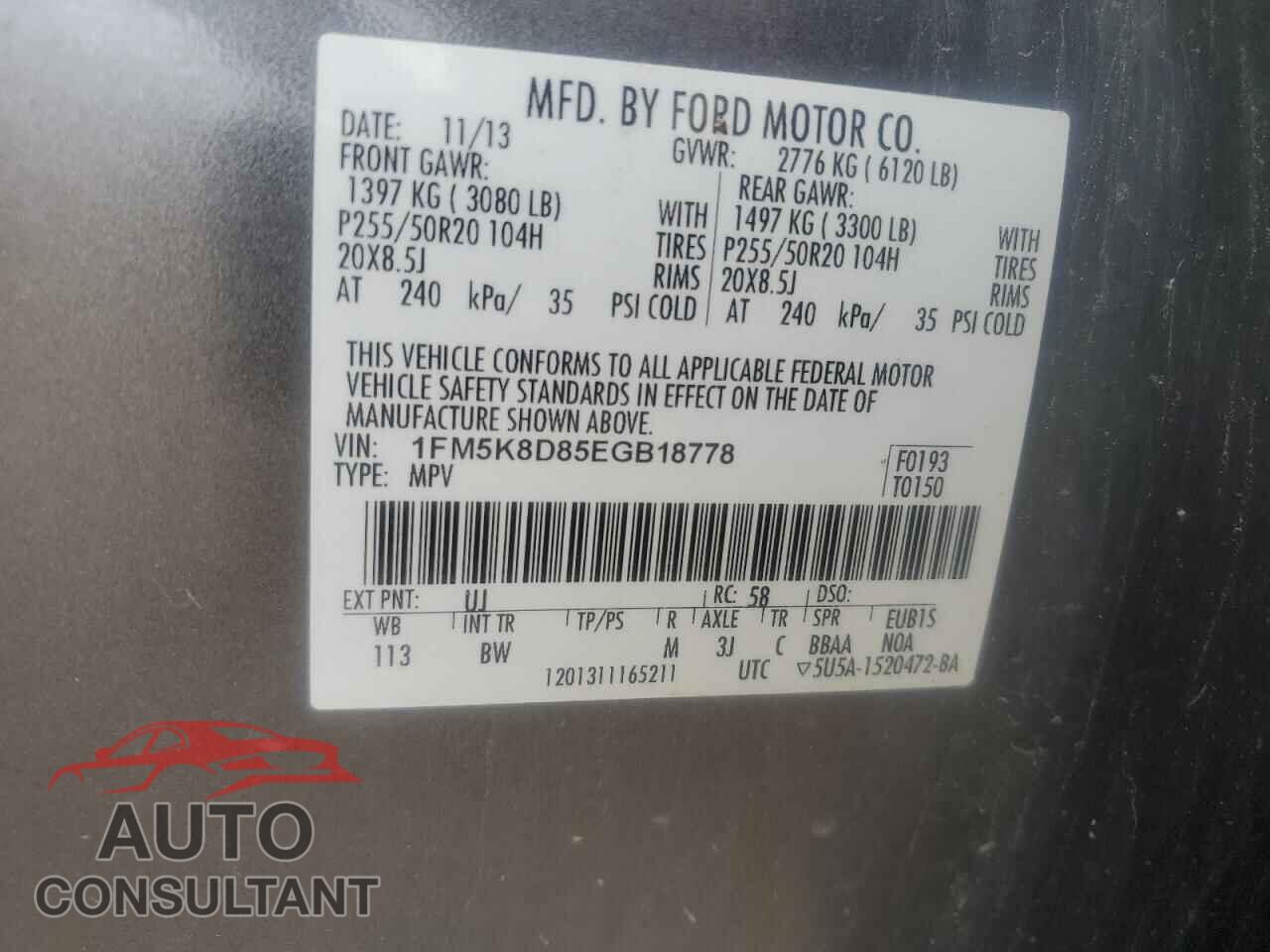 FORD EXPLORER 2014 - 1FM5K8D85EGB18778