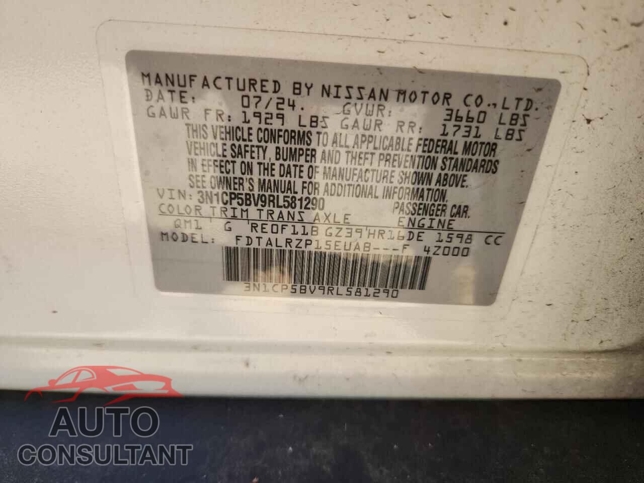 NISSAN KICKS 2024 - 3N1CP5BV9RL581290