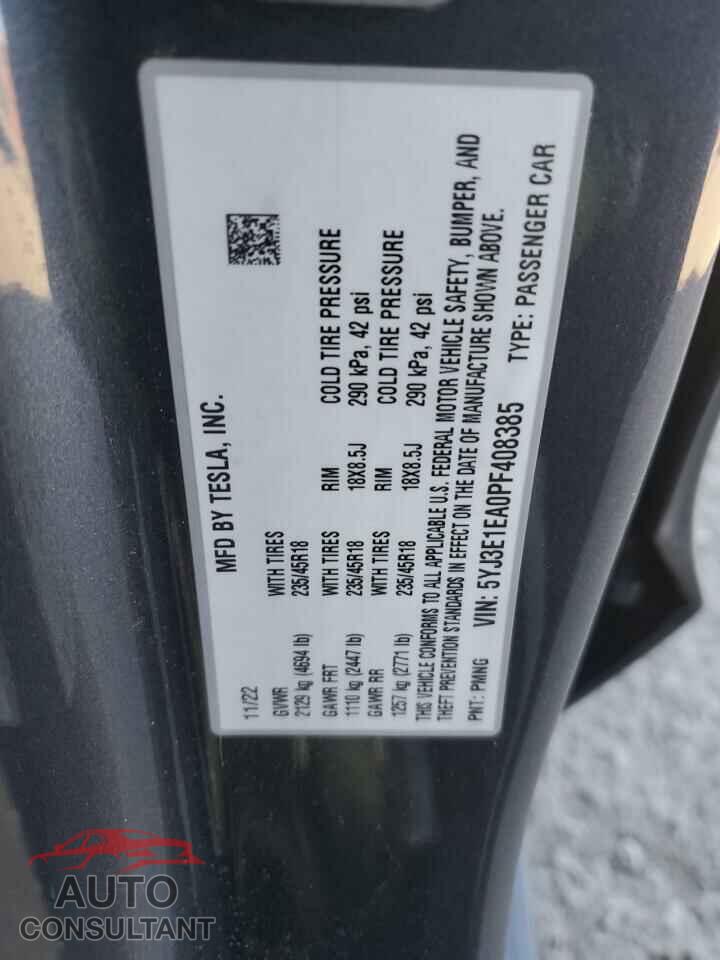 TESLA MODEL 3 2023 - 5YJ3E1EA0PF408385