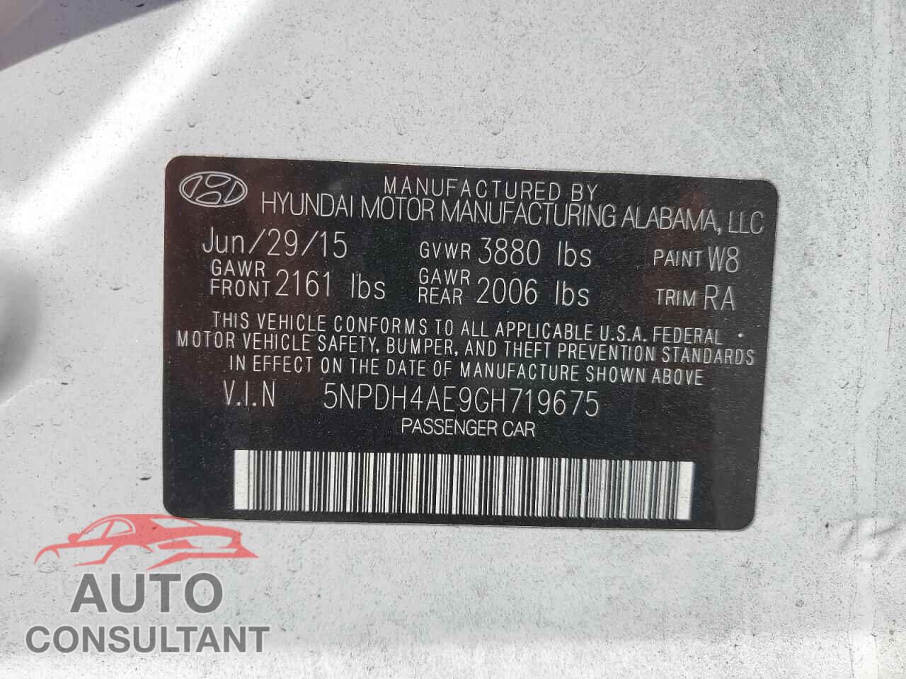HYUNDAI ELANTRA 2016 - 5NPDH4AE9GH719675