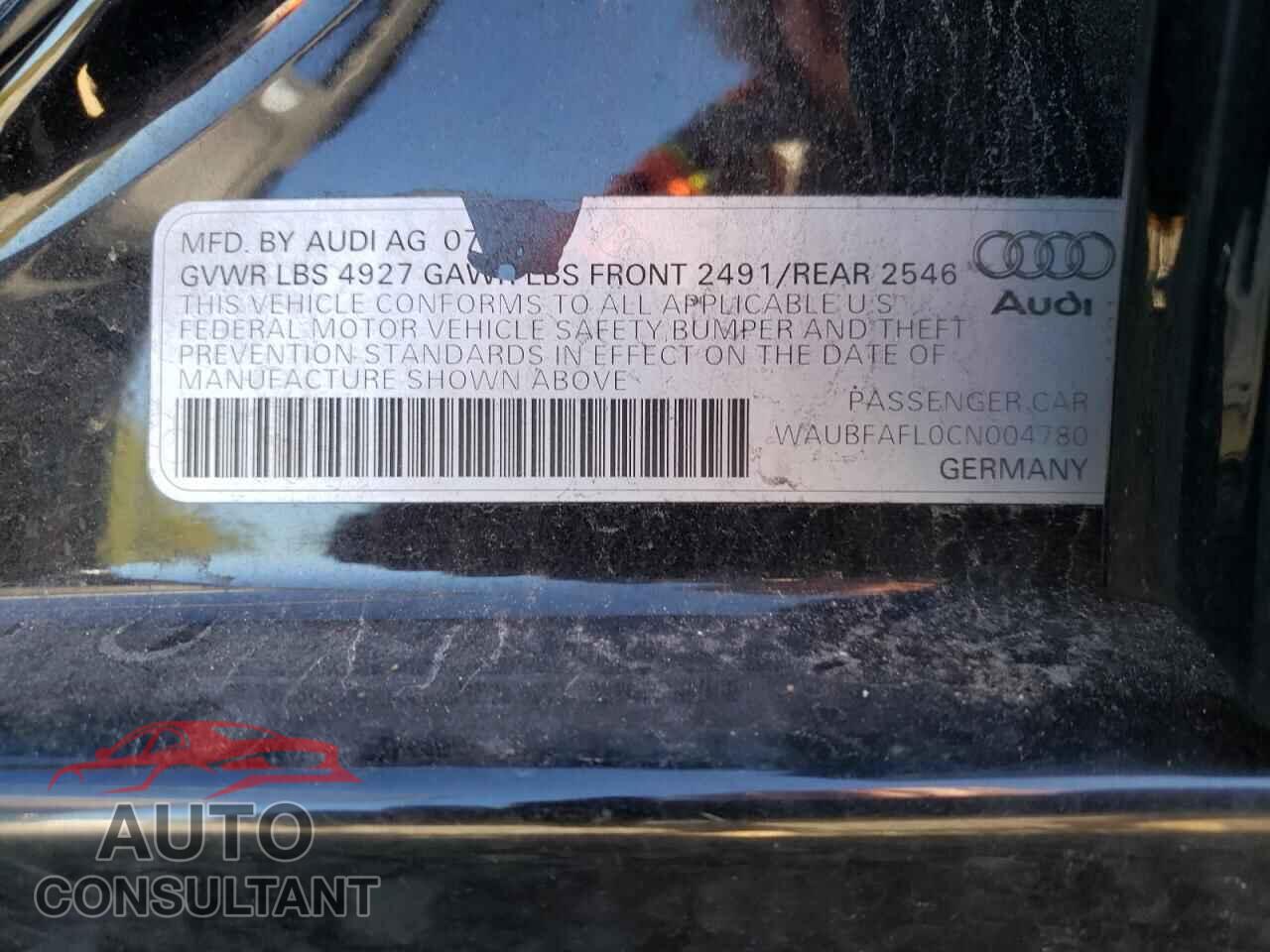 AUDI A4 2012 - WAUBFAFL0CN004780