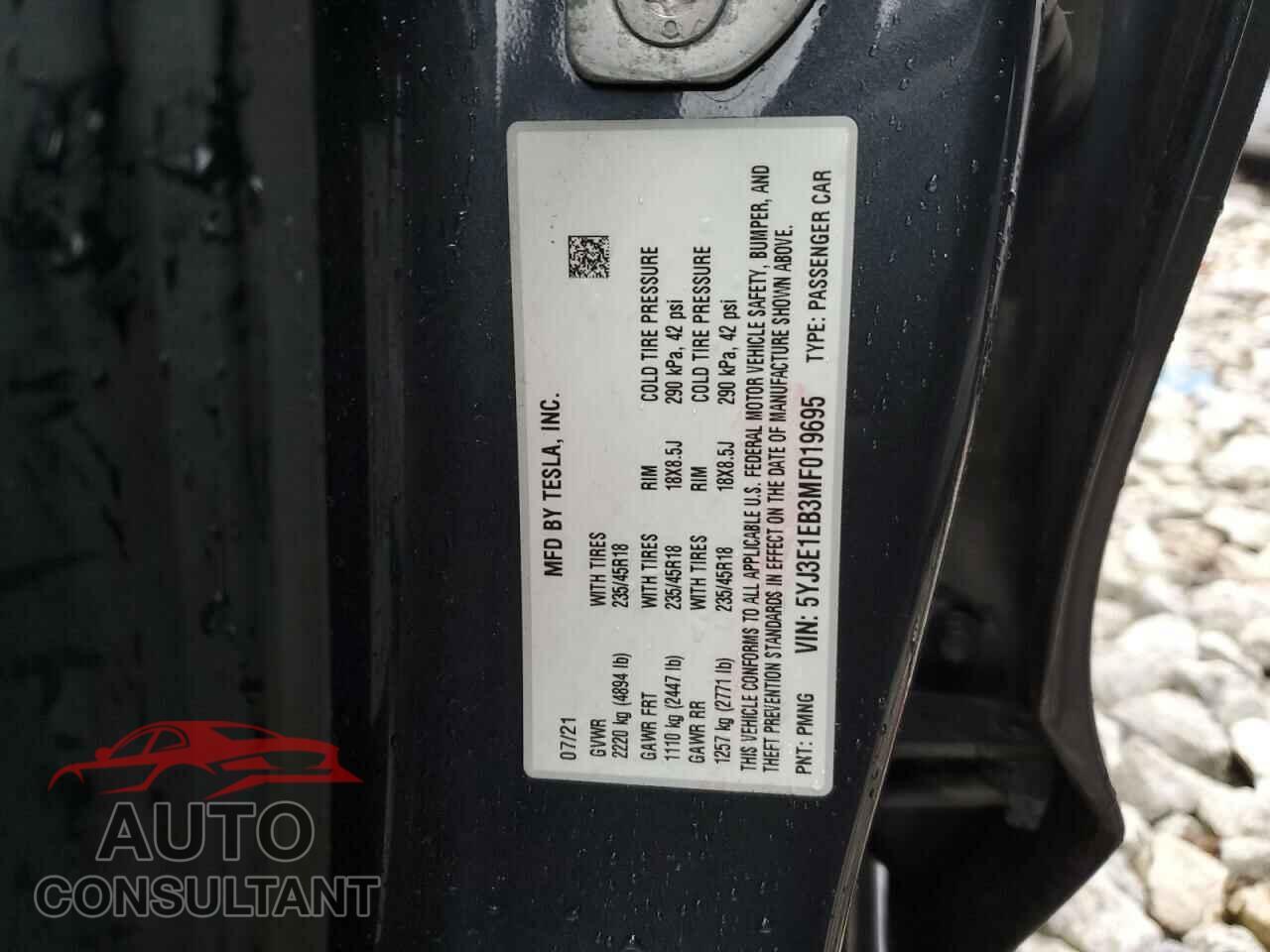 TESLA MODEL 3 2021 - 5YJ3E1EB3MF019695