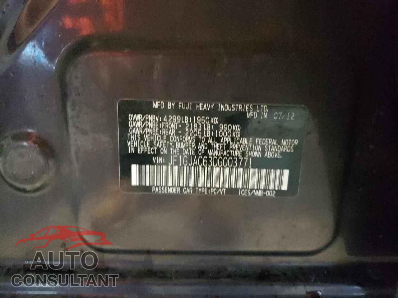 SUBARU IMPREZA 2013 - JF1GJAC63DG003771