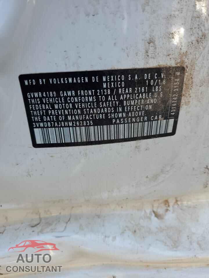 VOLKSWAGEN JETTA 2017 - 3VWDB7AJ8HM262835