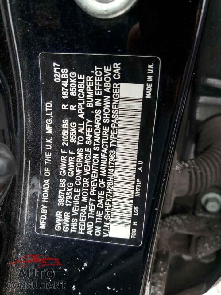 HONDA CIVIC 2017 - SHHFK7H28HU417963