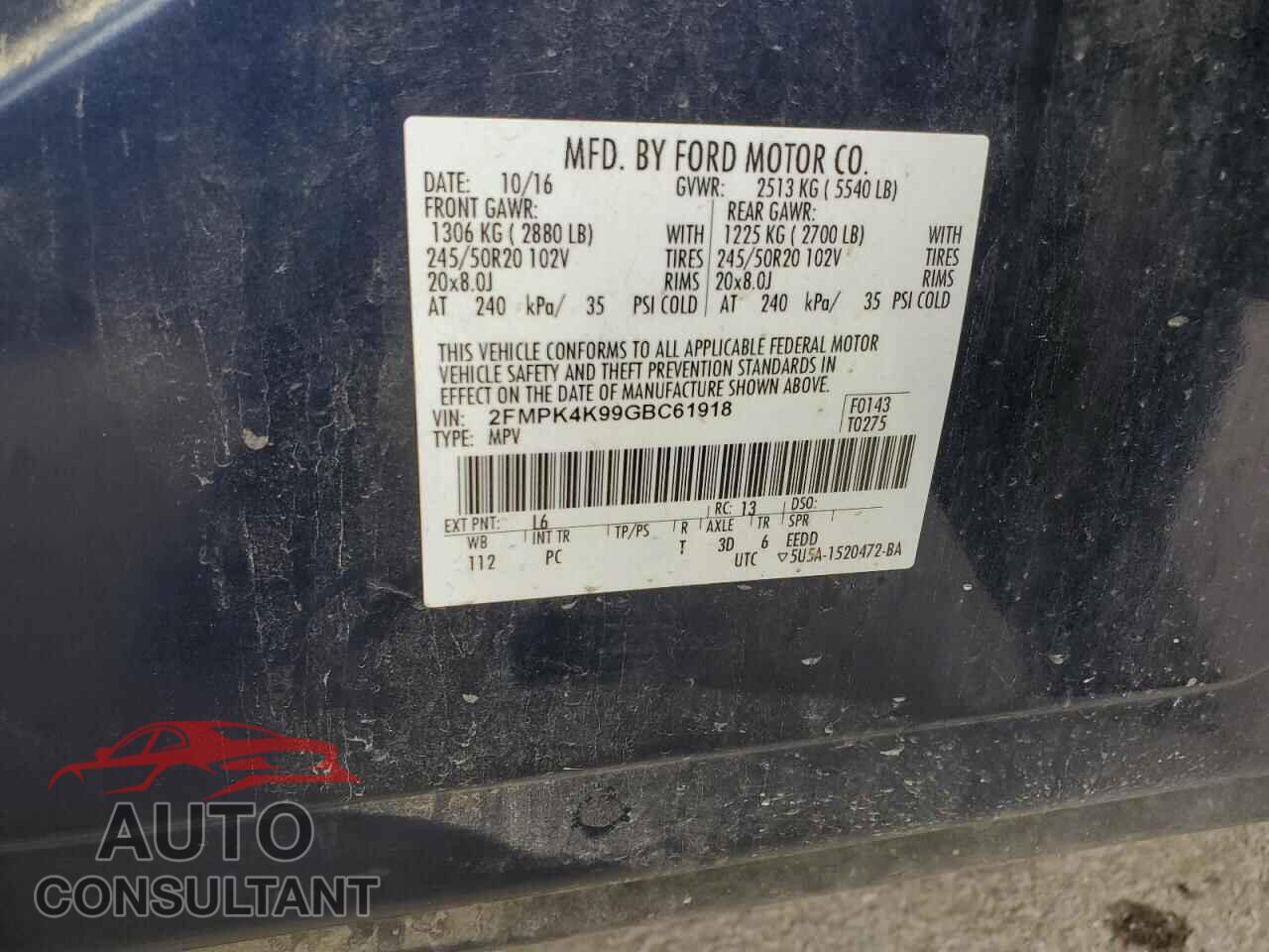 FORD EDGE 2016 - 2FMPK4K99GBC61918