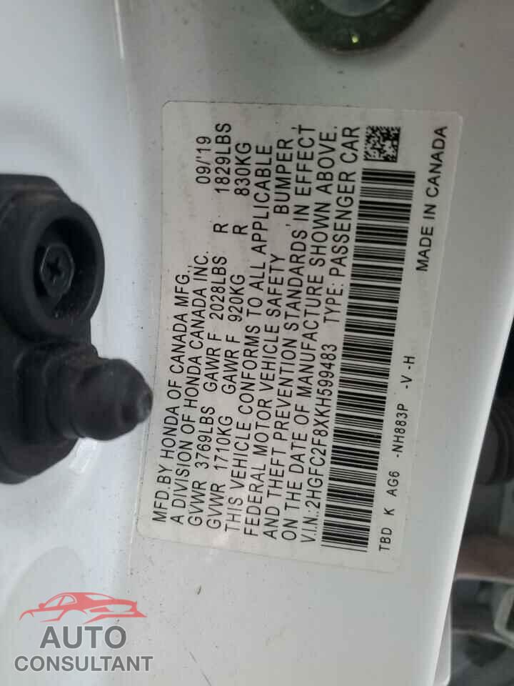 HONDA CIVIC 2019 - 2HGFC2F8XKH599483