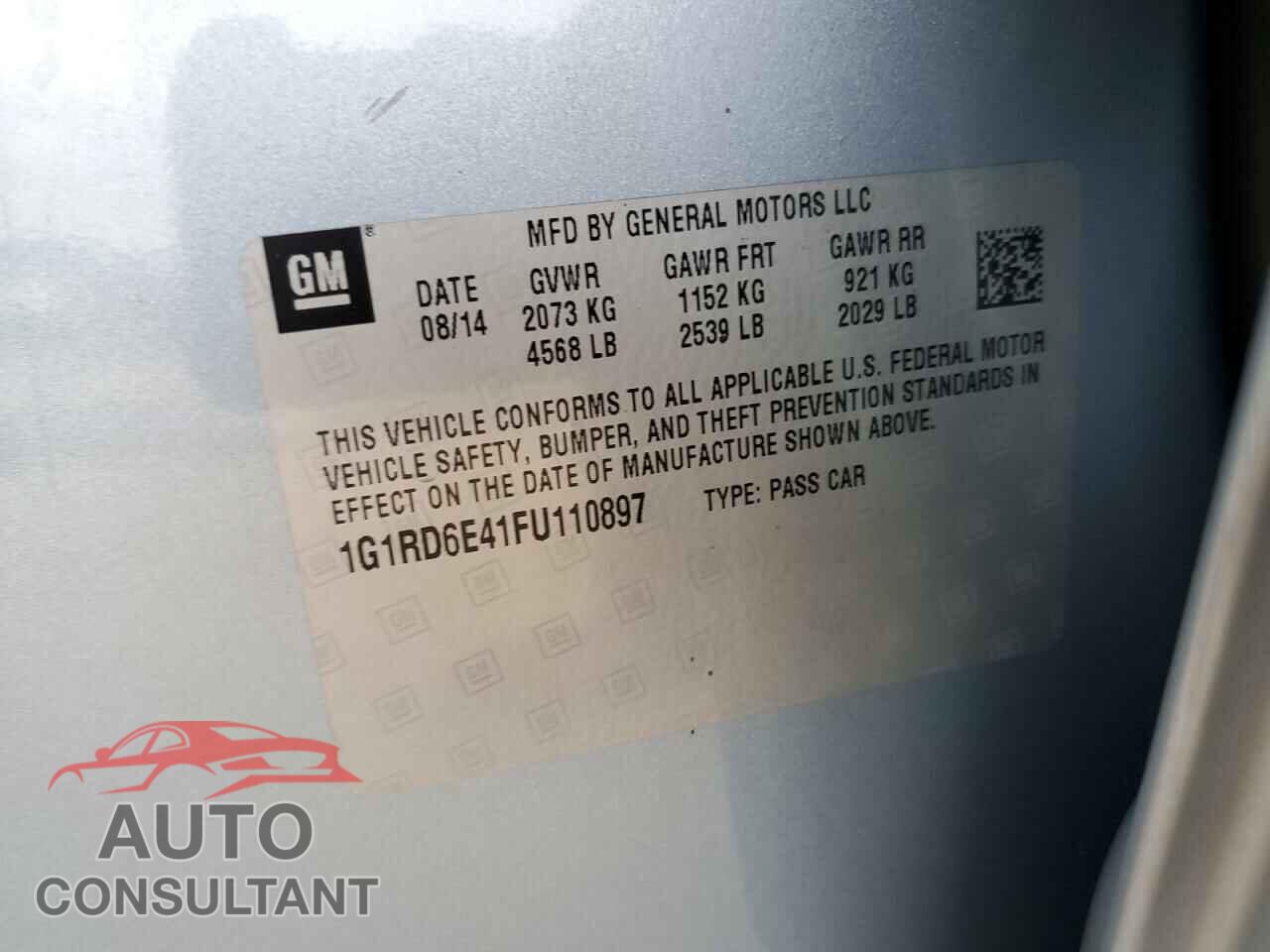 CHEVROLET VOLT 2015 - 1G1RD6E41FU110897