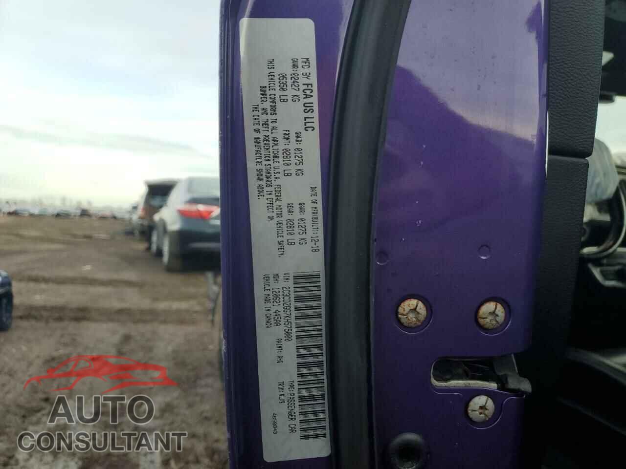 DODGE CHALLENGER 2019 - 2C3CDZGG7KH575000