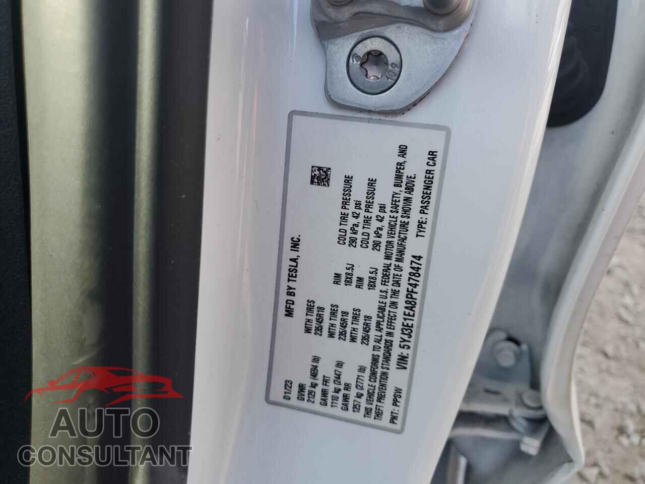 TESLA MODEL 3 2023 - 5YJ3E1EA8PF478474
