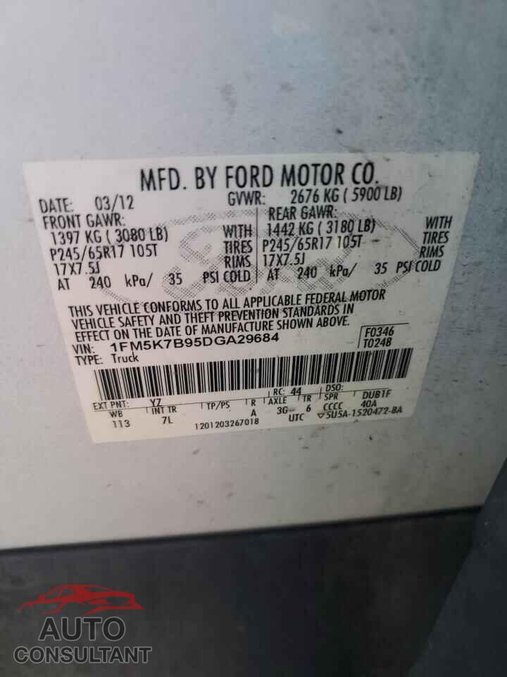 FORD EXPLORER 2013 - 1FM5K7B95DGA29684