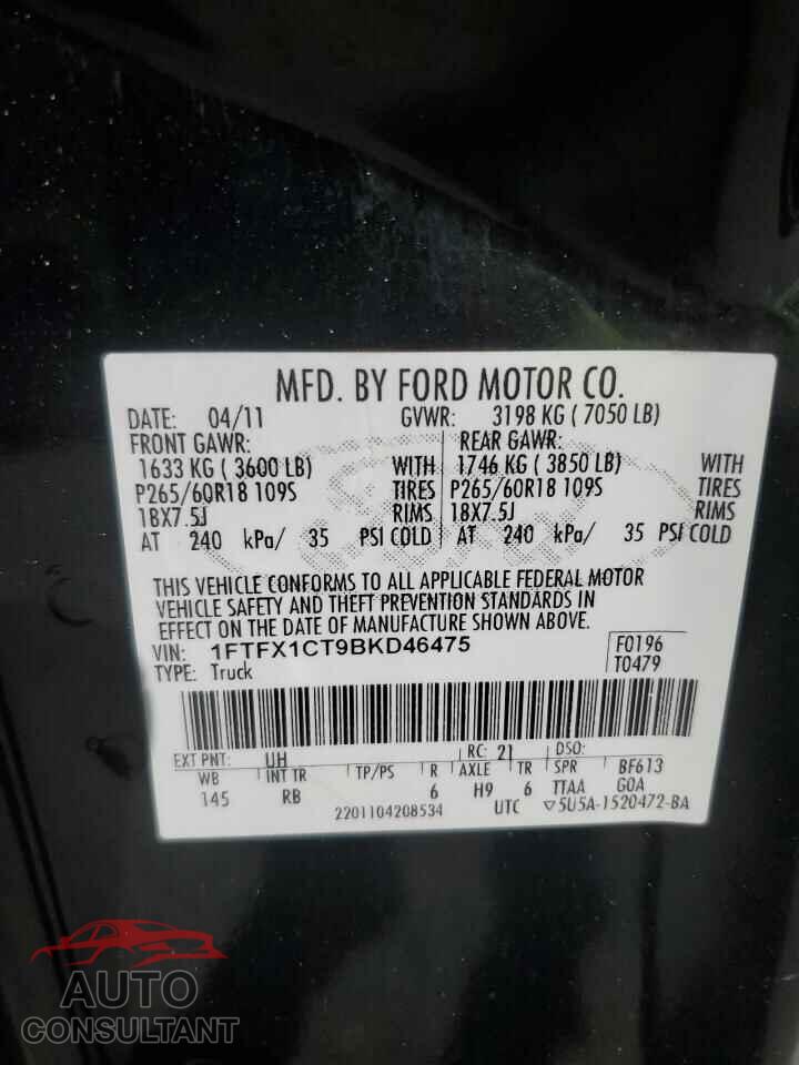 FORD F-150 2011 - 1FTFX1CT9BKD46475
