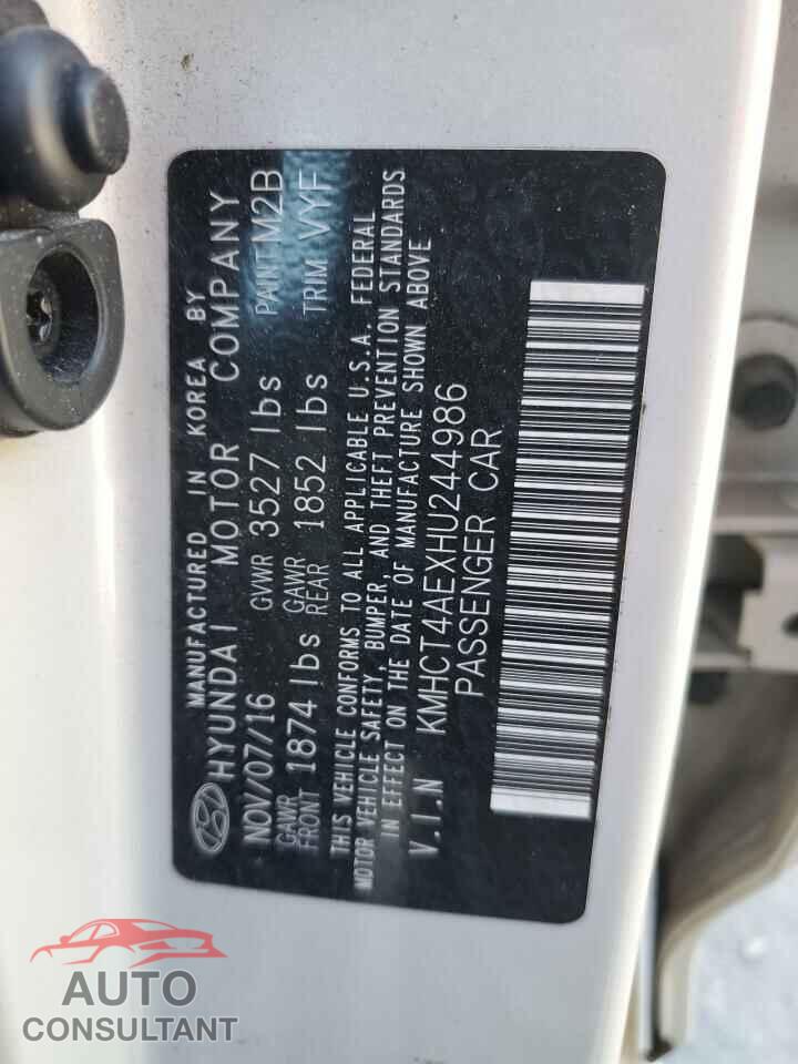 HYUNDAI ACCENT 2017 - KMHCT4AEXHU244986
