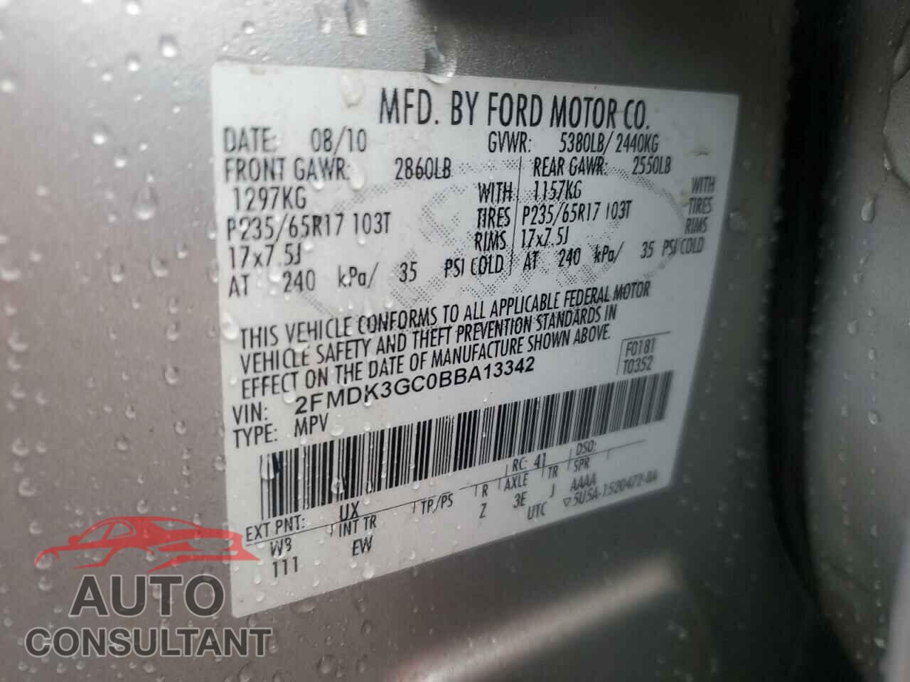FORD EDGE 2011 - 2FMDK3GC0BBA13342