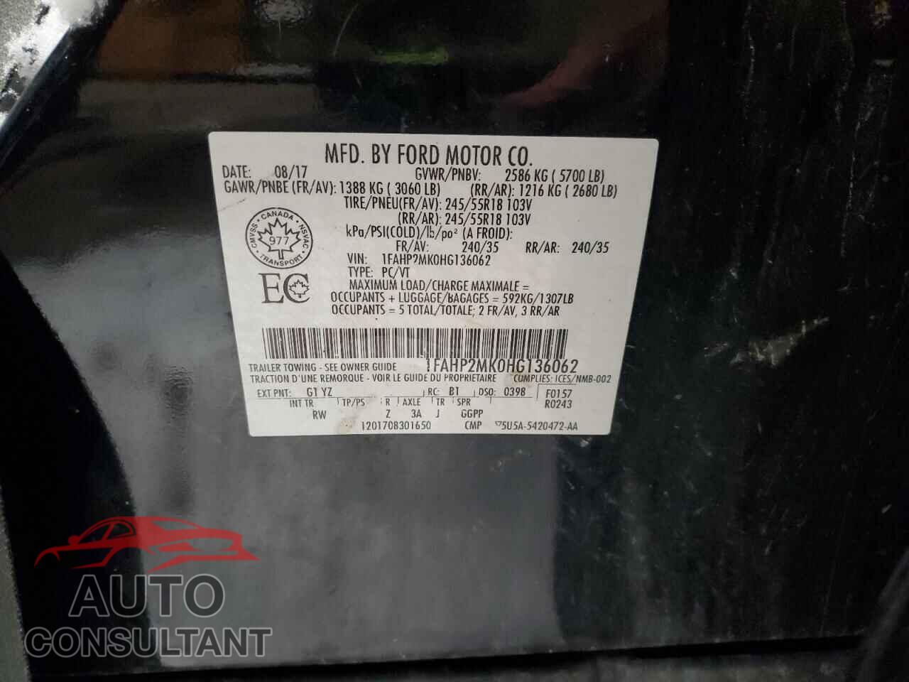 FORD TAURUS 2017 - 1FAHP2MK0HG136062