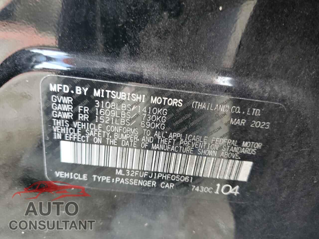 MITSUBISHI MIRAGE 2023 - ML32FUFJ1PHF05061