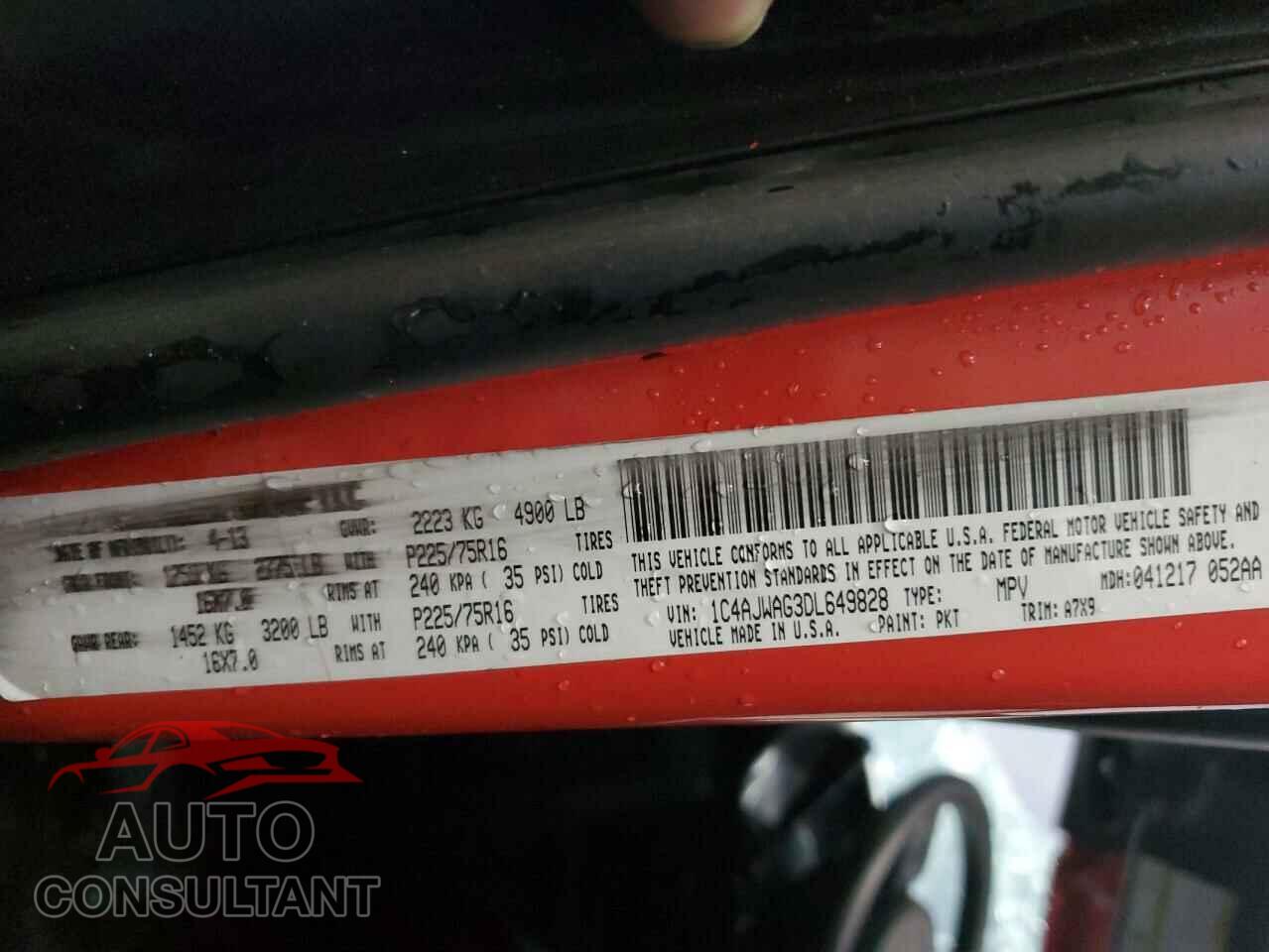 JEEP WRANGLER 2013 - 1C4AJWAG3DL649828