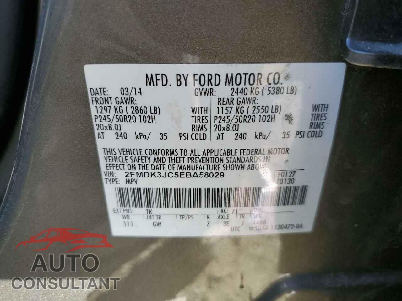 FORD EDGE 2014 - 2FMDK3JC5EBA58029