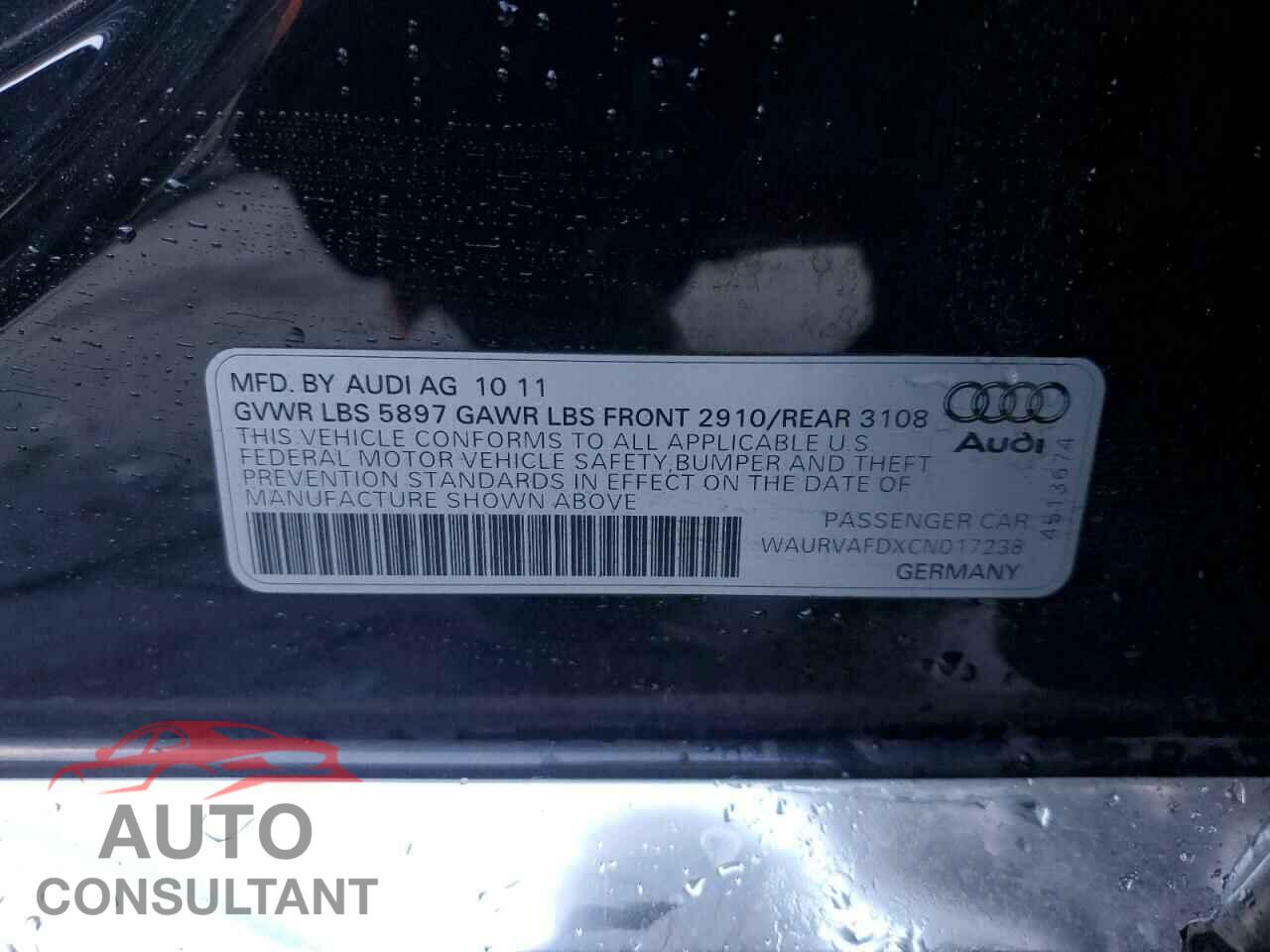 AUDI A8 2012 - WAURVAFDXCN017238