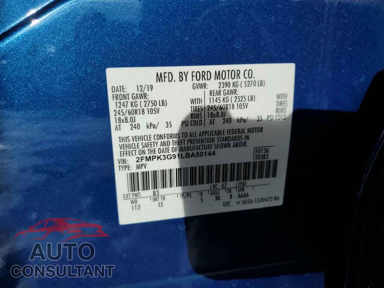 FORD EDGE 2020 - 2FMPK3G91LBA50144