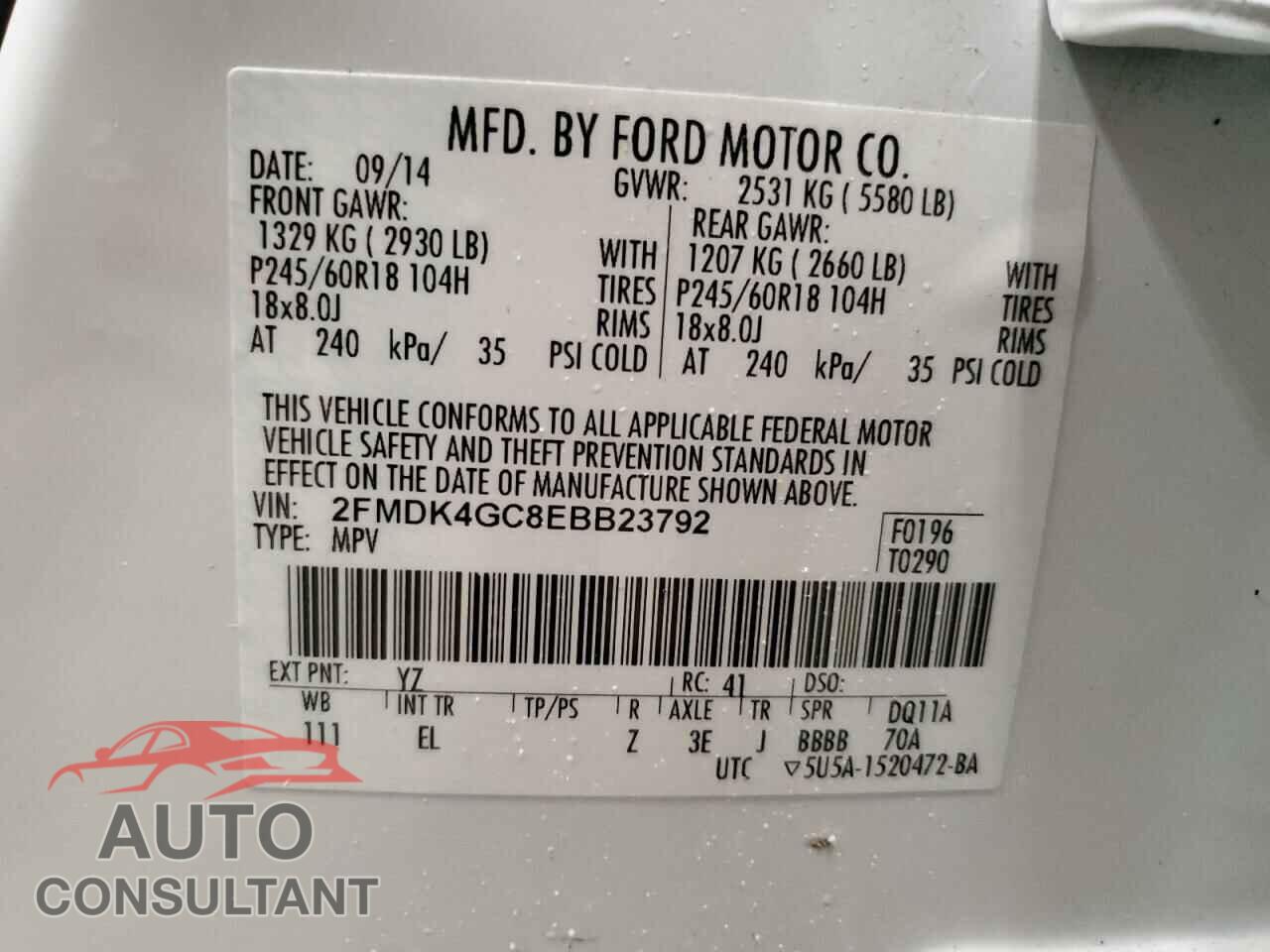 FORD EDGE 2014 - 2FMDK4GC8EBB23792