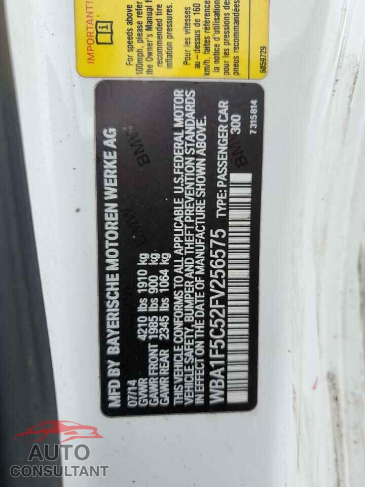BMW 2 SERIES 2015 - WBA1F5C52FV256575