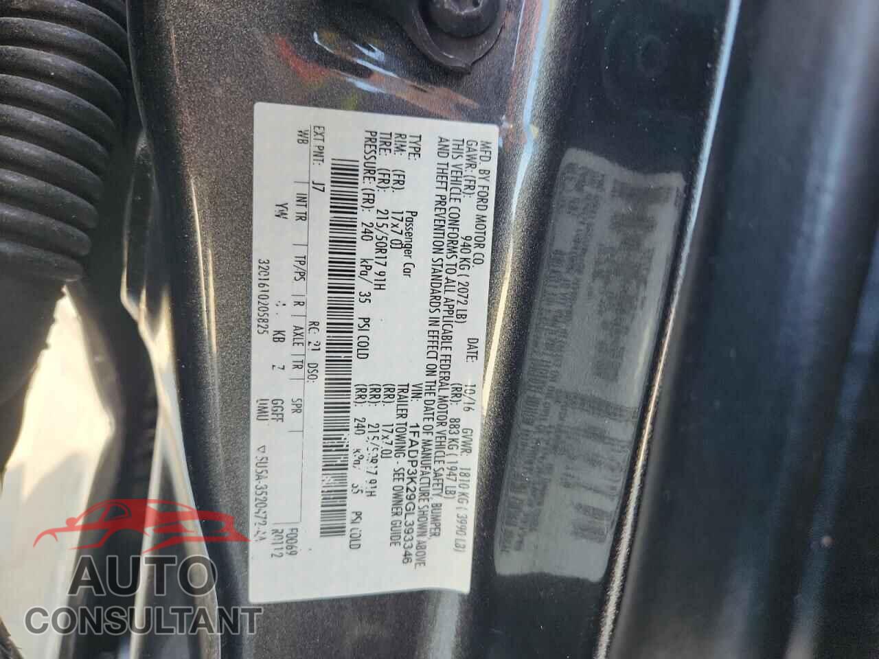 FORD FOCUS 2016 - 1FADP3K29GL393346