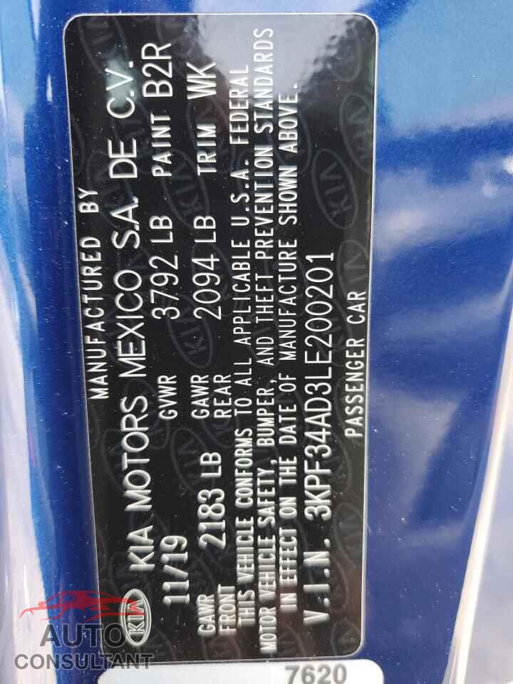 KIA FORTE 2020 - 3KPF34AD3LE200201