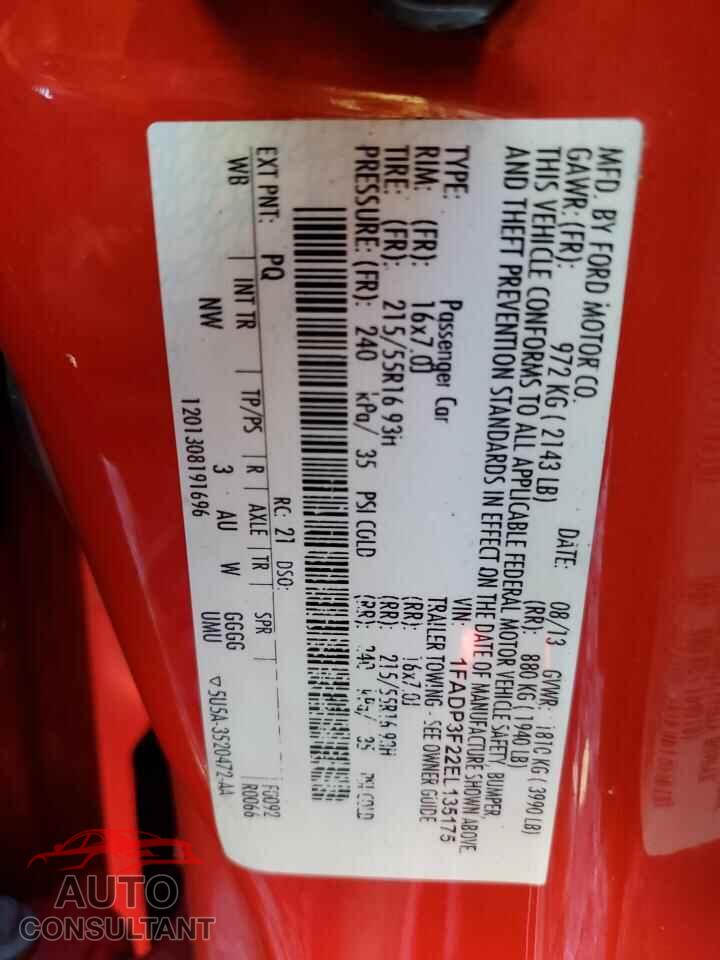 FORD FOCUS 2014 - 1FADP3F22EL135175