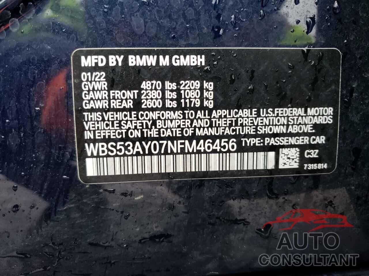 BMW M3 2022 - WBS53AY07NFM46456
