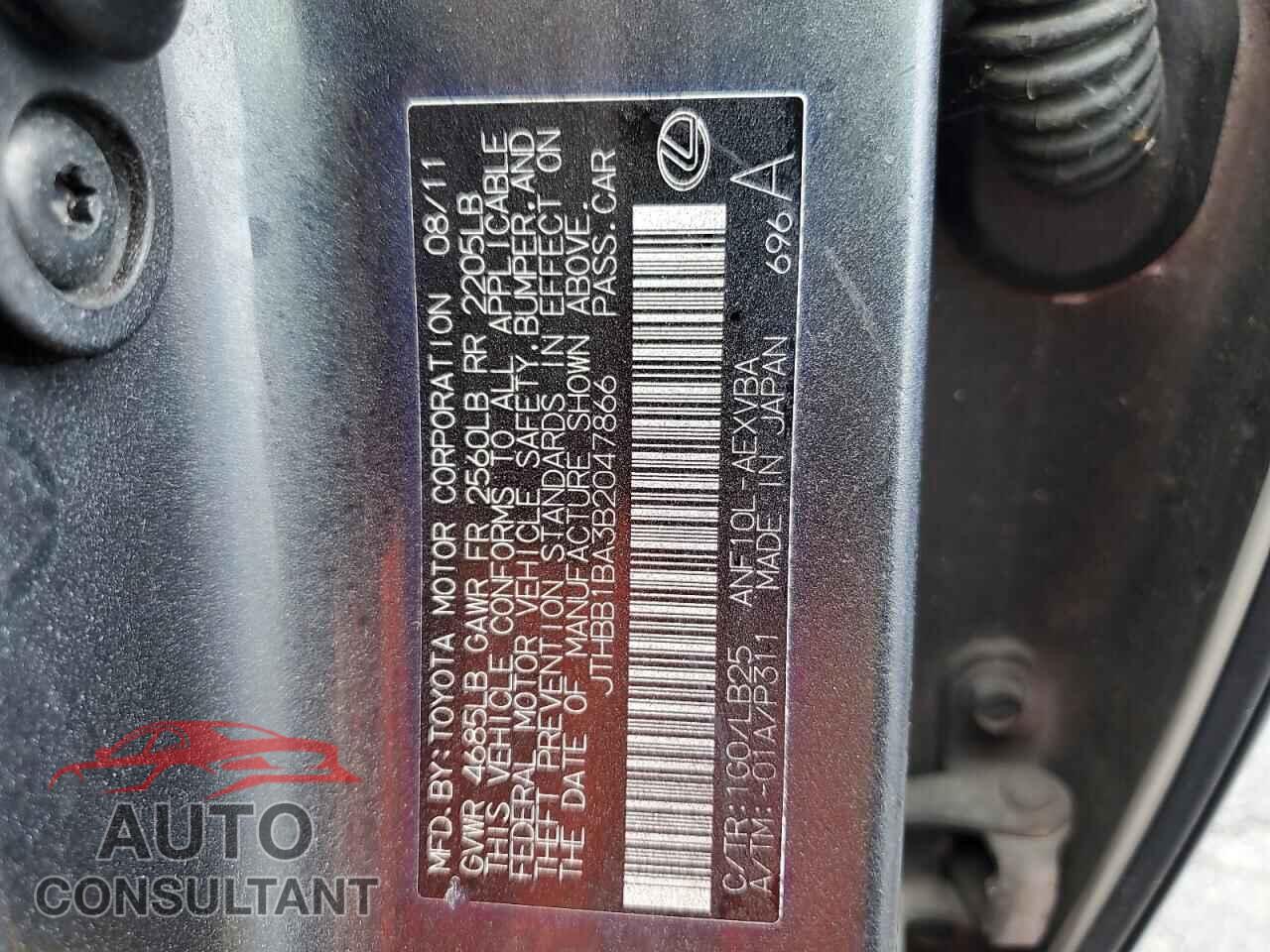 LEXUS HS 2011 - JTHBB1BA3B2047866