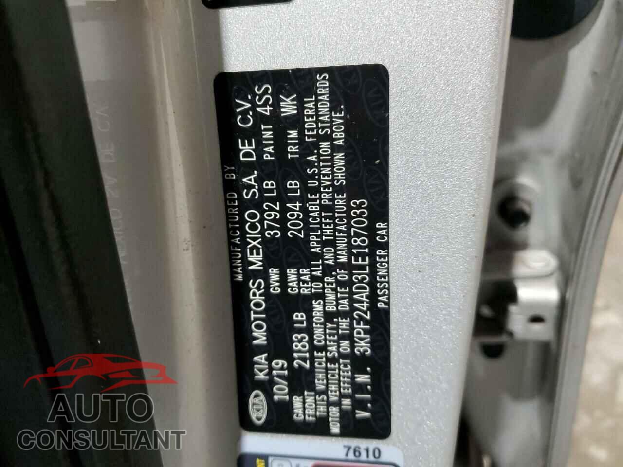KIA FORTE 2020 - 3KPF24AD3LE187033