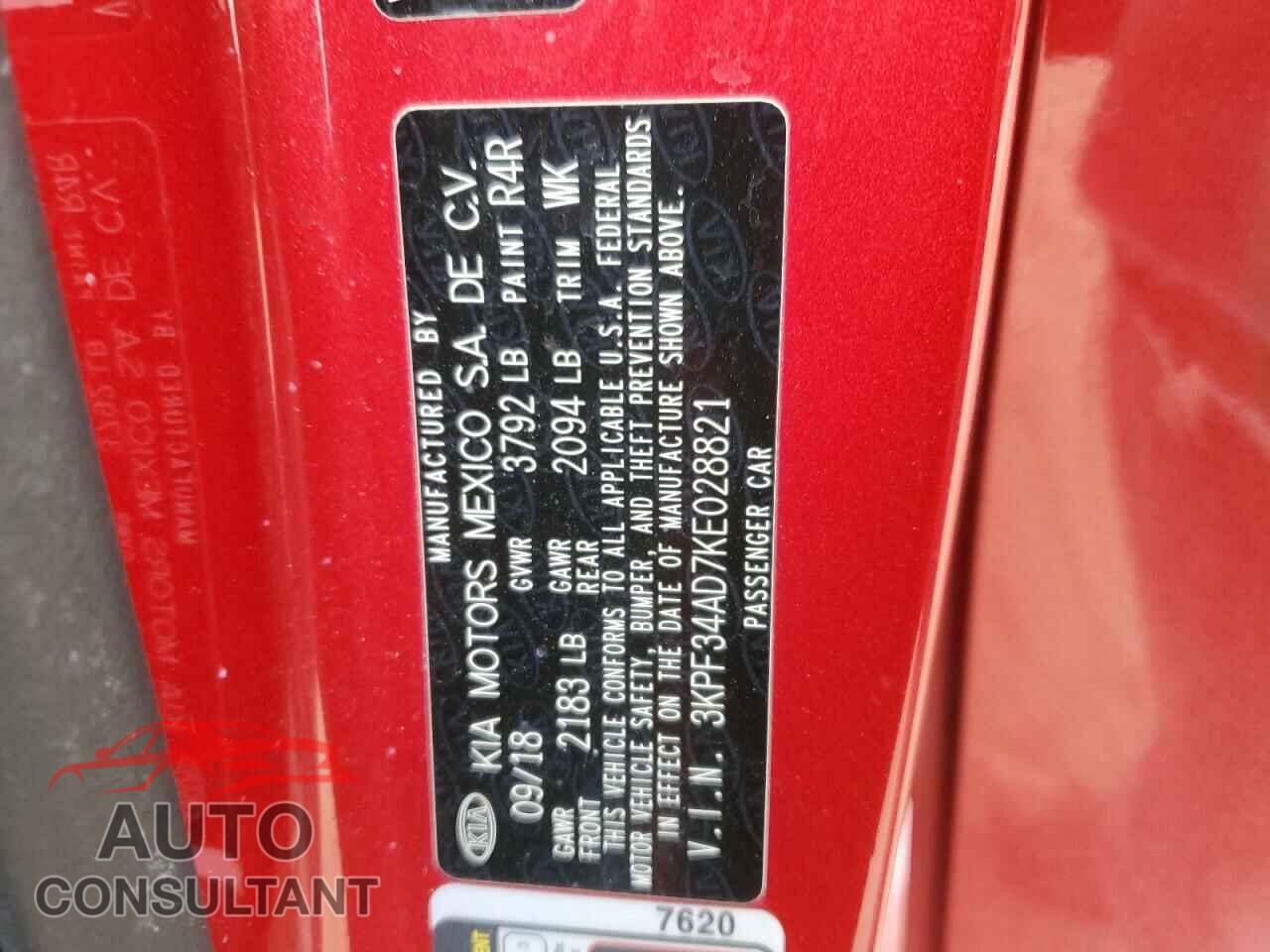 KIA FORTE 2019 - 3KPF34AD7KE028821