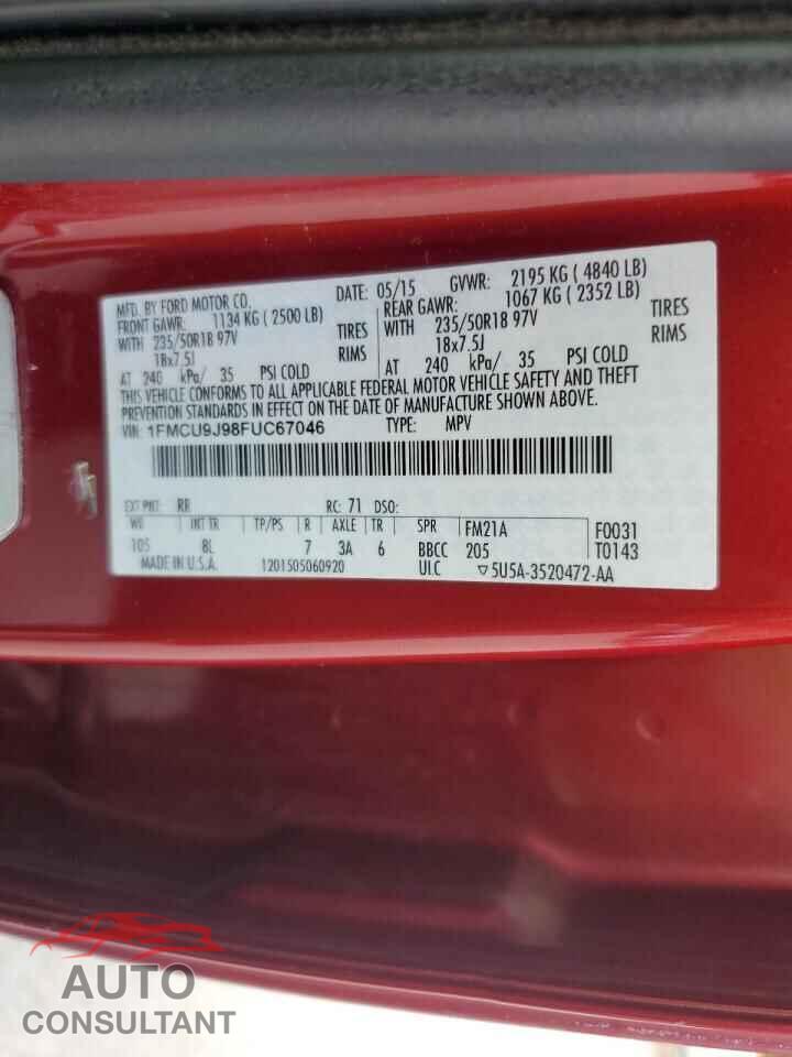 FORD ESCAPE 2015 - 1FMCU9J98FUC67046