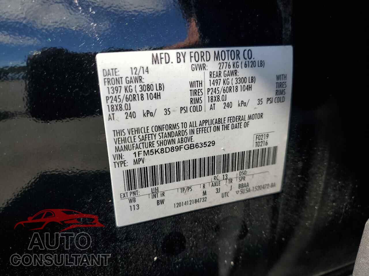 FORD EXPLORER 2015 - 1FM5K8D89FGB63529