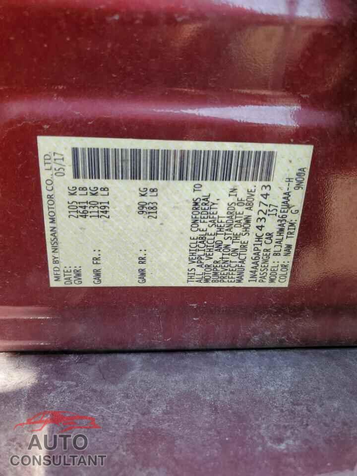 NISSAN MAXIMA 2017 - 1N4AA6AP1HC432743