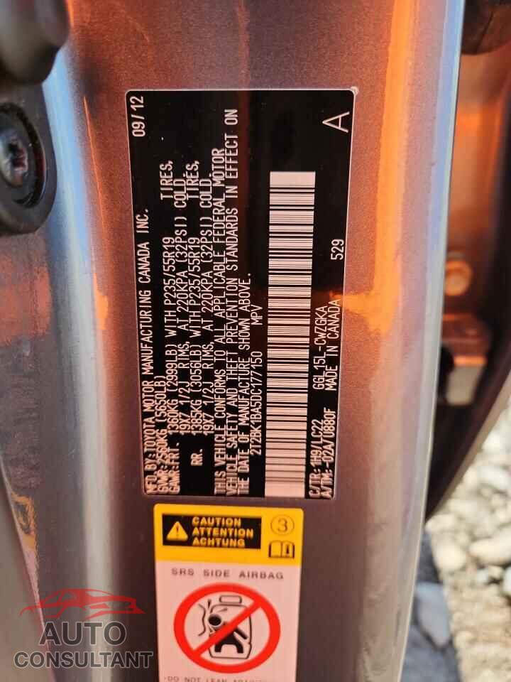 LEXUS RX350 2013 - 2T2BK1BA5DC177150