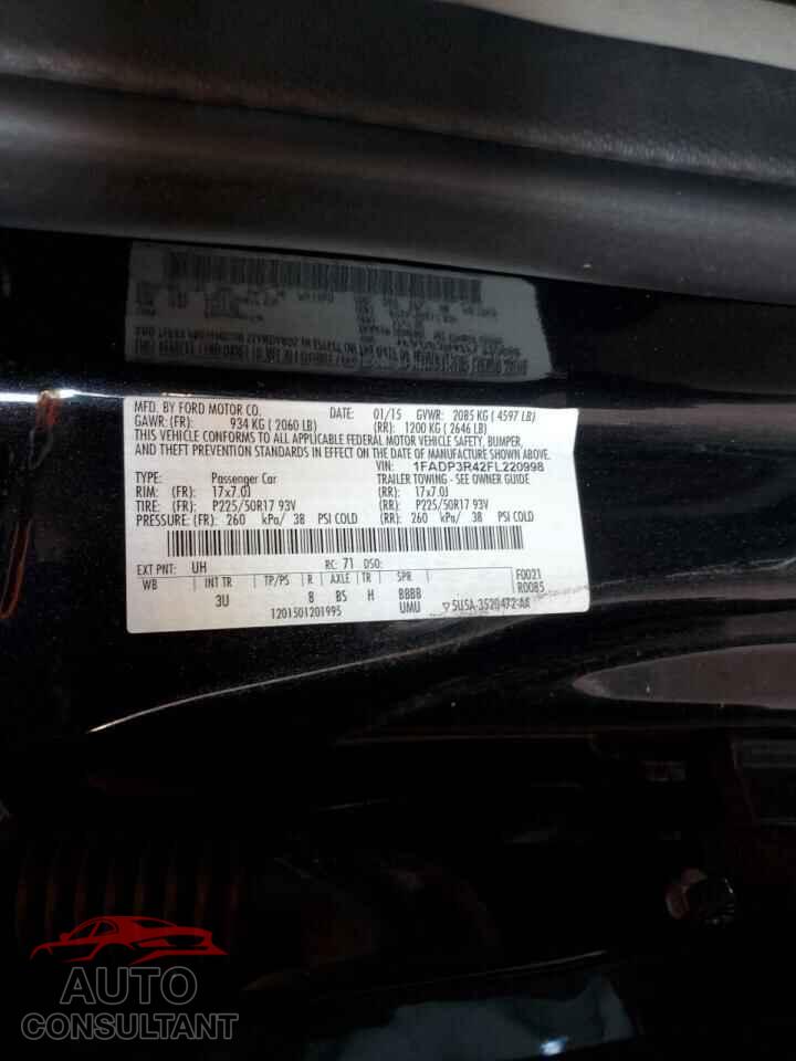 FORD FOCUS 2015 - 1FADP3R42FL220998