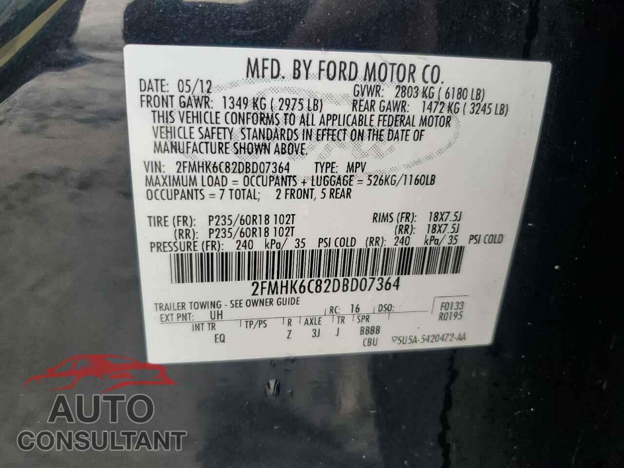 FORD FLEX 2013 - 2FMHK6C82DBD07364