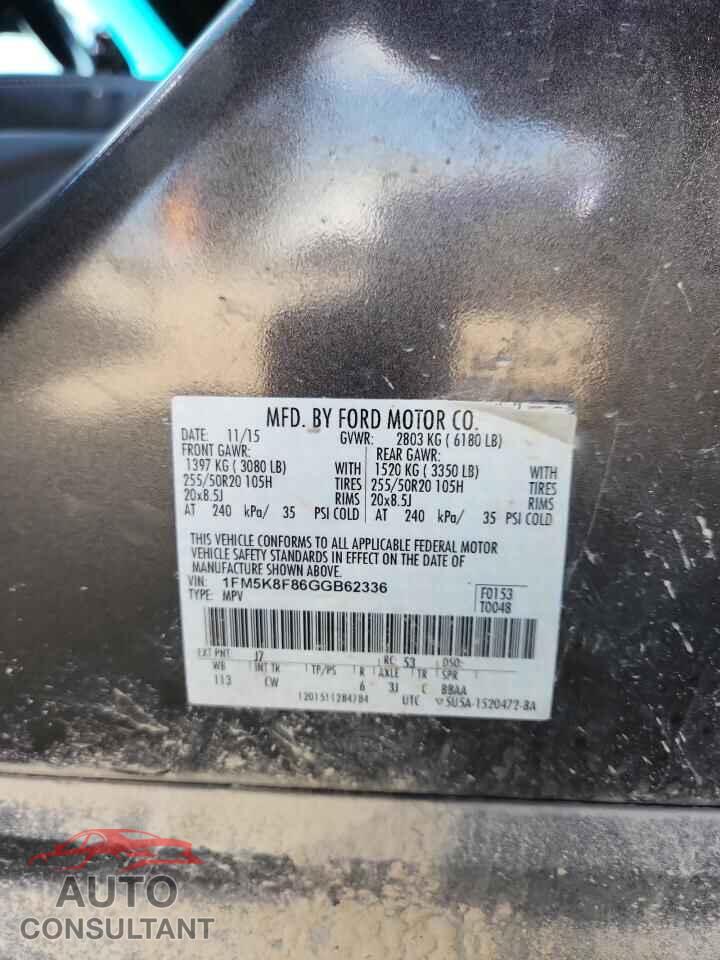 FORD EXPLORER 2016 - 1FM5K8F86GGB62336