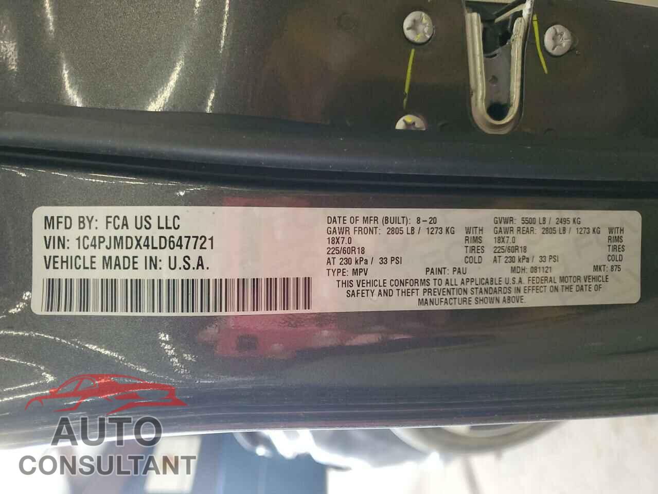 JEEP GRAND CHER 2020 - 1C4PJMDX4LD647721
