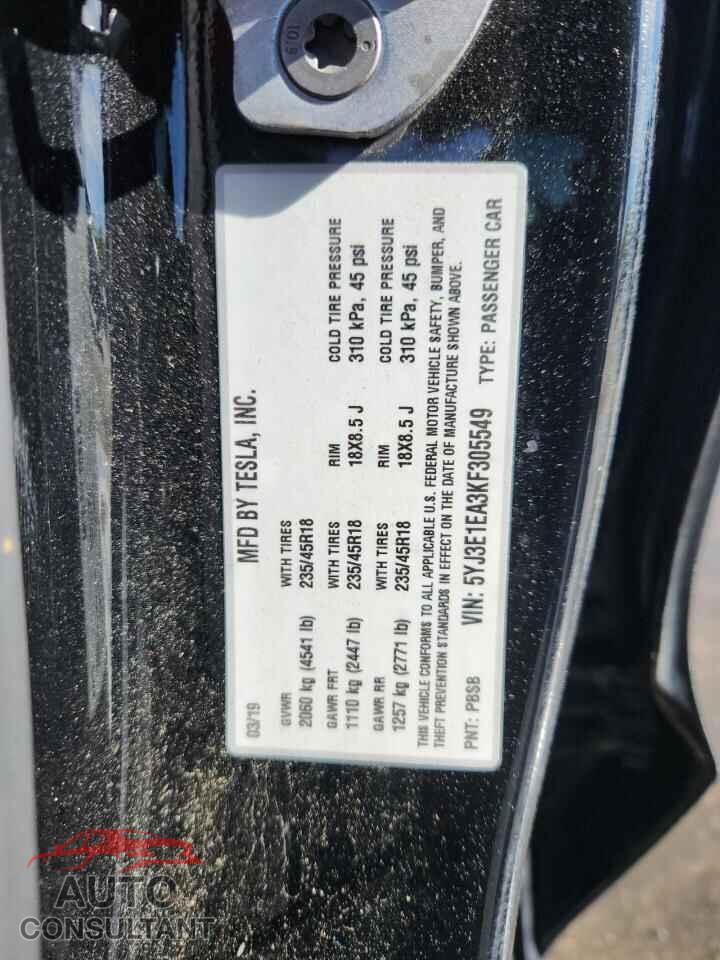 TESLA MODEL 3 2019 - 5YJ3E1EA3KF305549