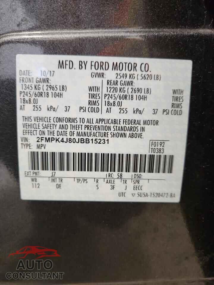 FORD EDGE 2018 - 2FMPK4J80JBB15231