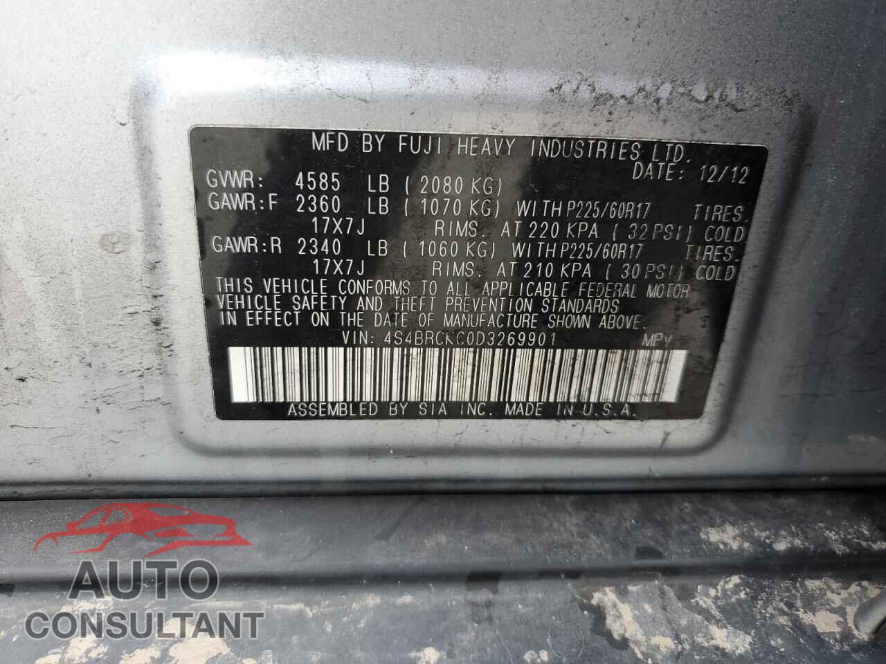 SUBARU OUTBACK 2013 - 4S4BRCKC0D3269901