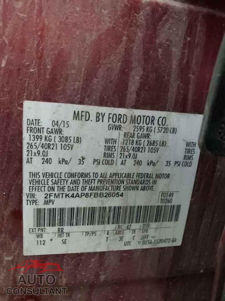 FORD EDGE 2015 - 2FMTK4AP8FBB26054