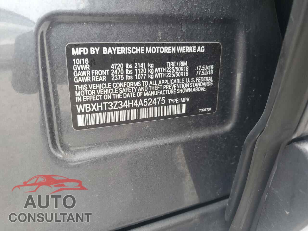 BMW X1 2017 - WBXHT3Z34H4A52475