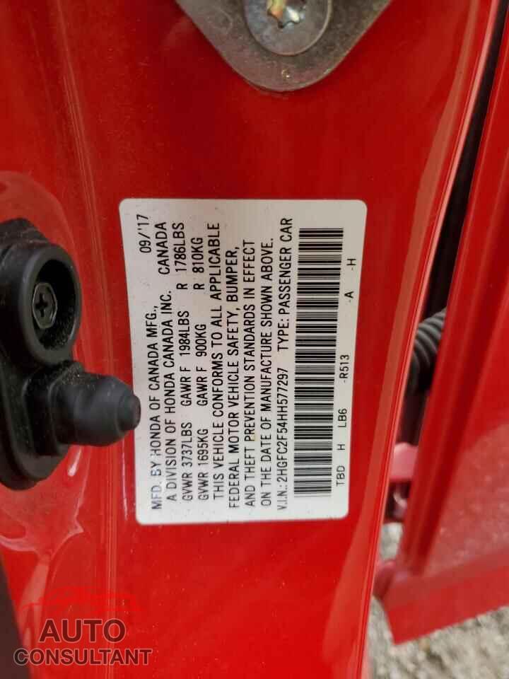 HONDA CIVIC 2017 - 2HGFC2F54HH577297