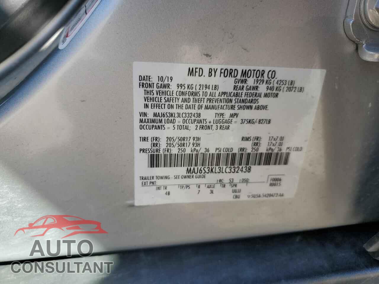 FORD ECOSPORT 2020 - MAJ6S3KL3LC332438