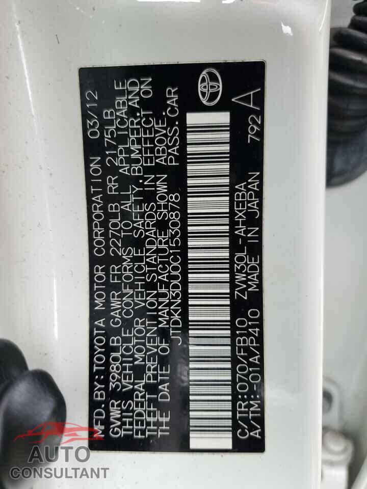 TOYOTA PRIUS 2012 - JTDKN3DU0C1530878